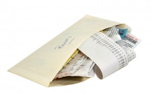an envelope full of receipts