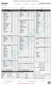 Bekins Table of Measurements (Cube Sheet)