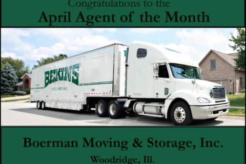 bekins moving truck outside home