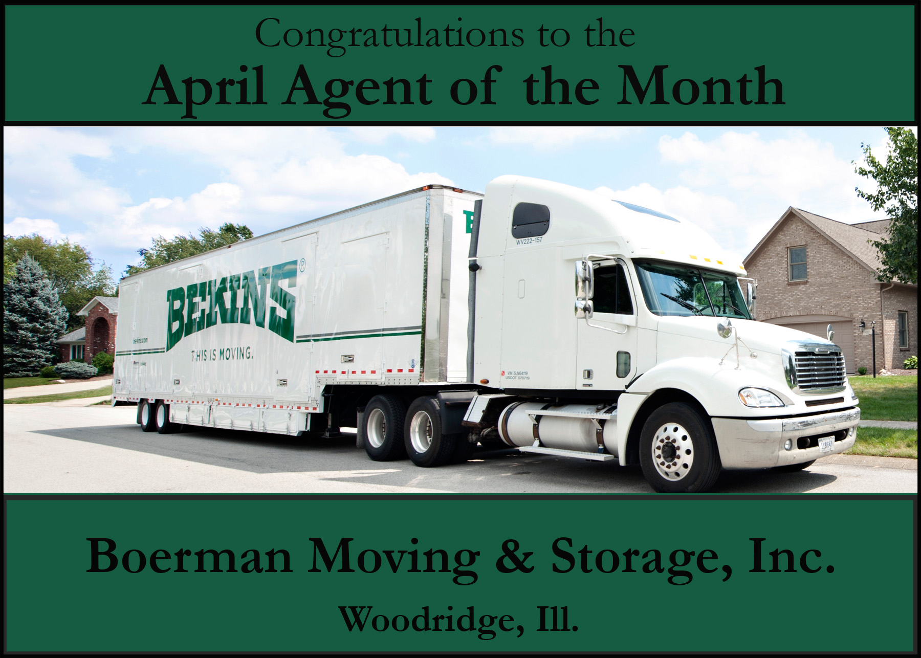 Boerman Moving & Storage selected as Agent of the Month | Bekins