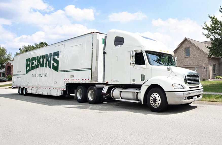 bekins moving truck outside home