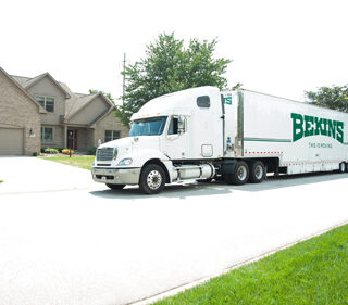 bekins moving truck outside home