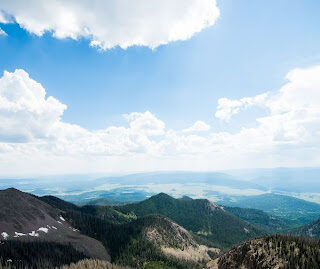 Clear sky mountain view of high elevation, Colorado Springs in Colorado.