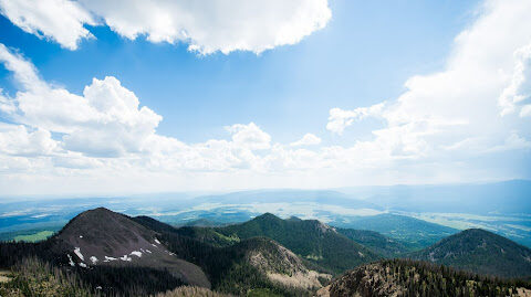 Clear sky mountain view of high elevation, Colorado Springs in Colorado.