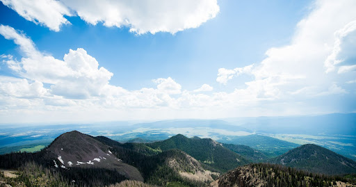 Clear sky mountain view of high elevation, Colorado Springs in Colorado.