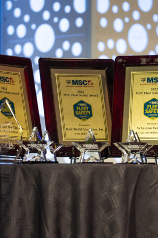 Awards sit on table at ATA MSC annual meeting.