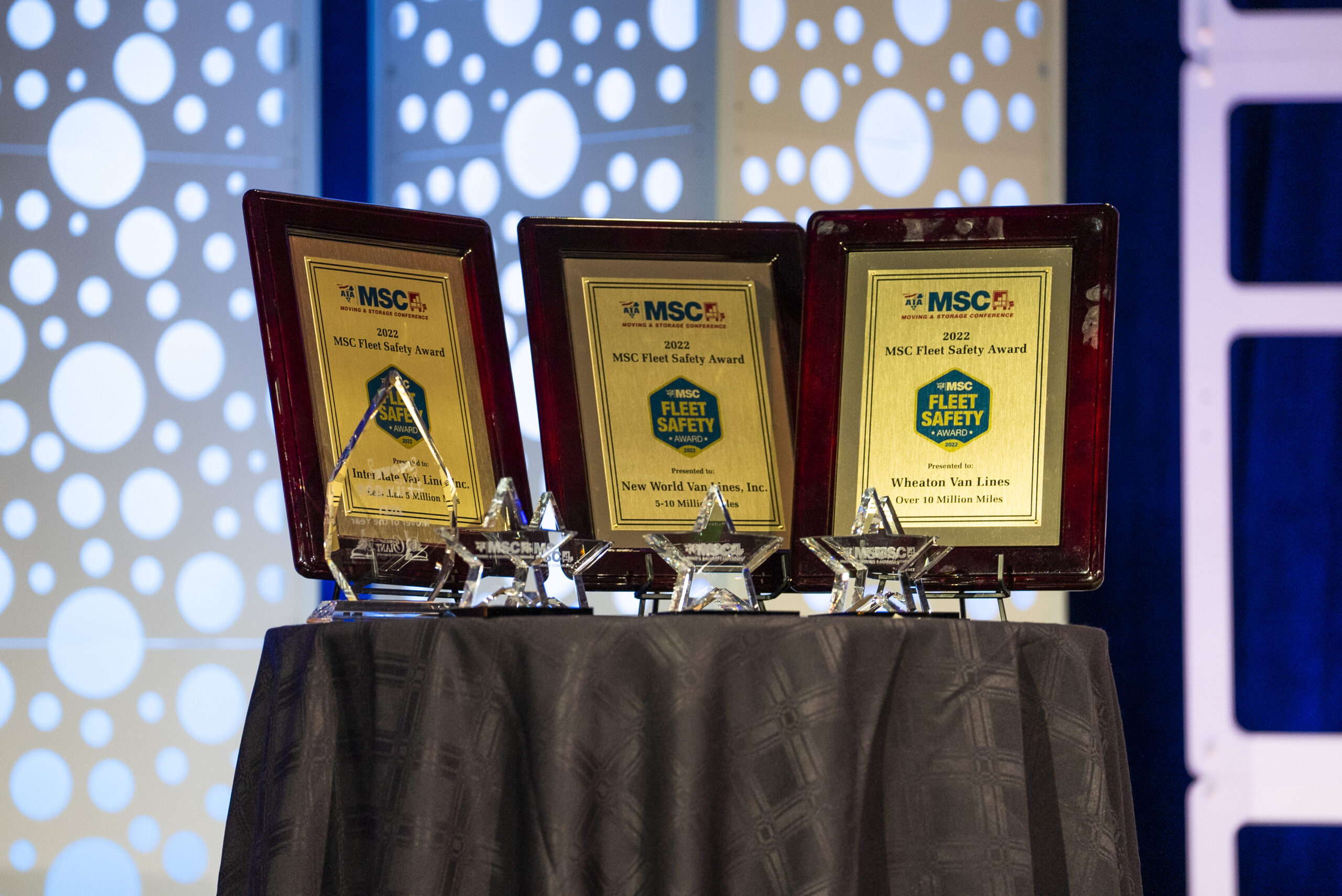 Awards sit on table at ATA MSC annual meeting. 