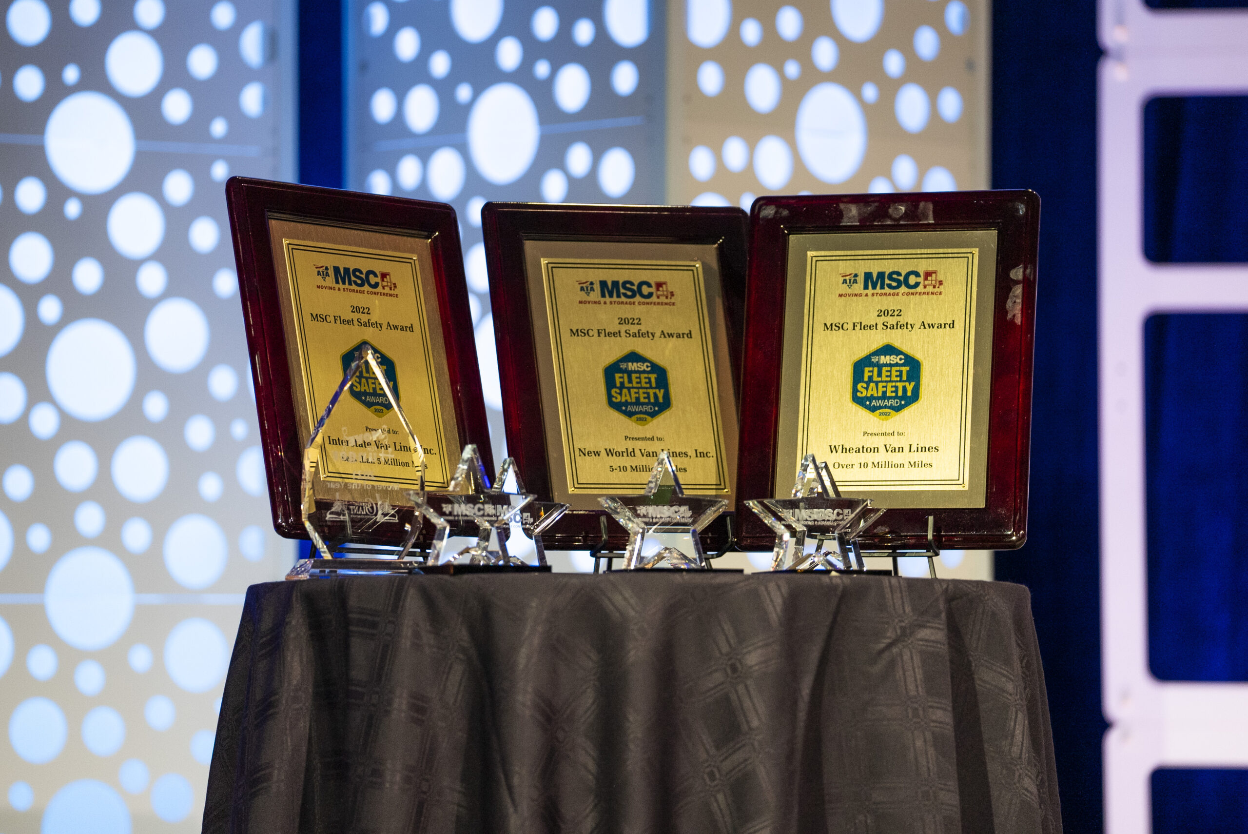 Awards sit on table at ATA MSC annual meeting.