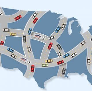 map graphic of cross country moving