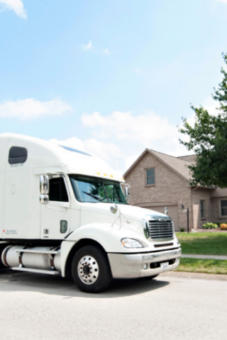 bekins moving truck outside home