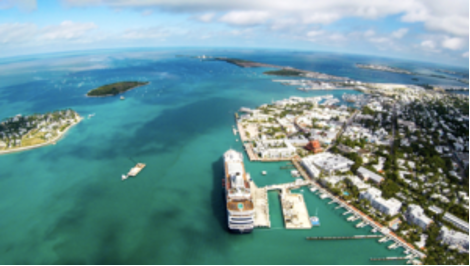 Bird's eye view of water in Key West, Florida. 