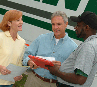 3 adults talking