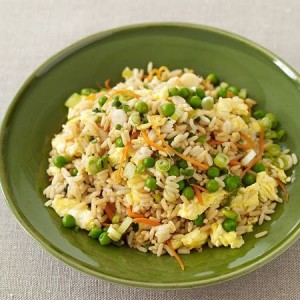fried rice on green plate