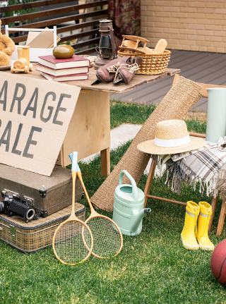 items for sale at a garage sale