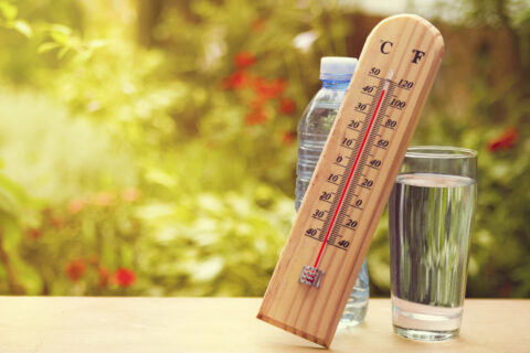Thermometer on summer day