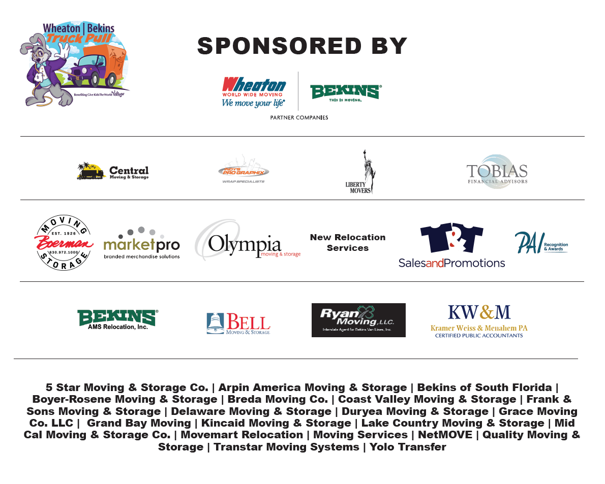 Sponsor sign with logos from Bekins' latest GKTW fundraiser